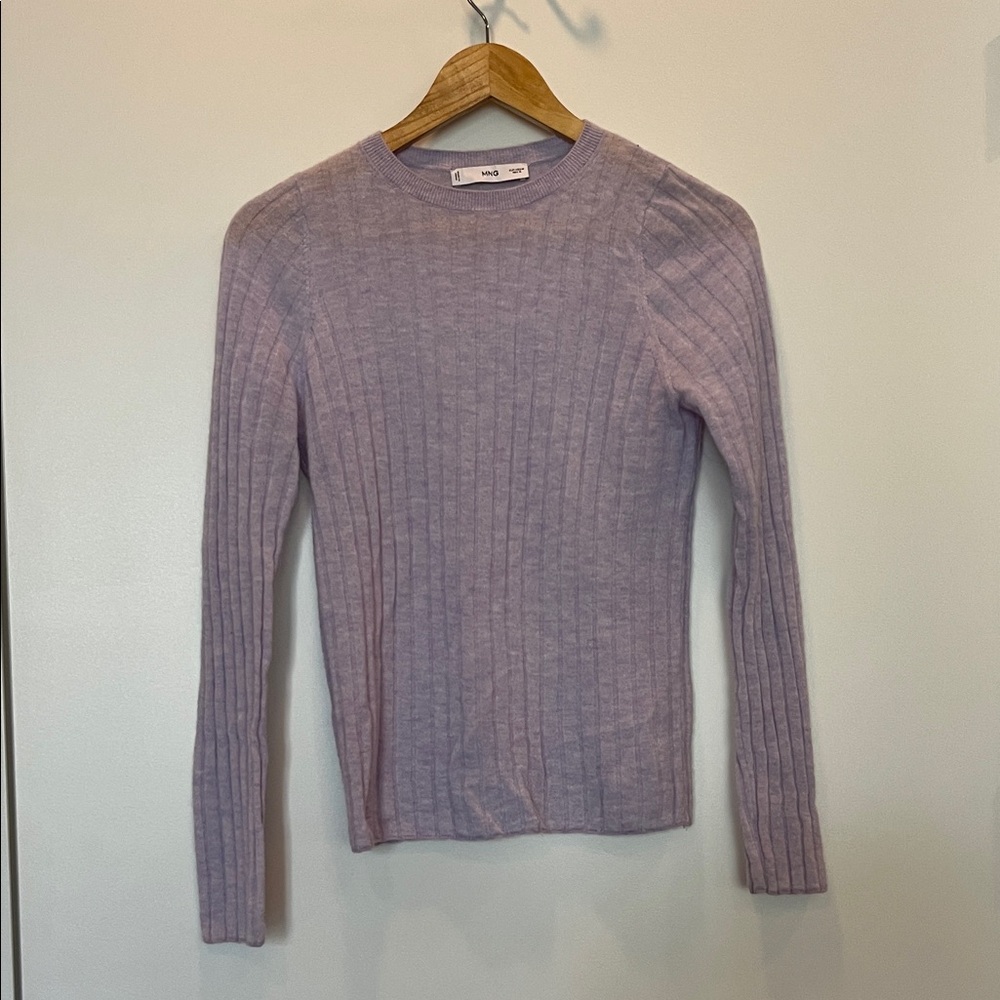 Mango Lilac Ribbed Sweater